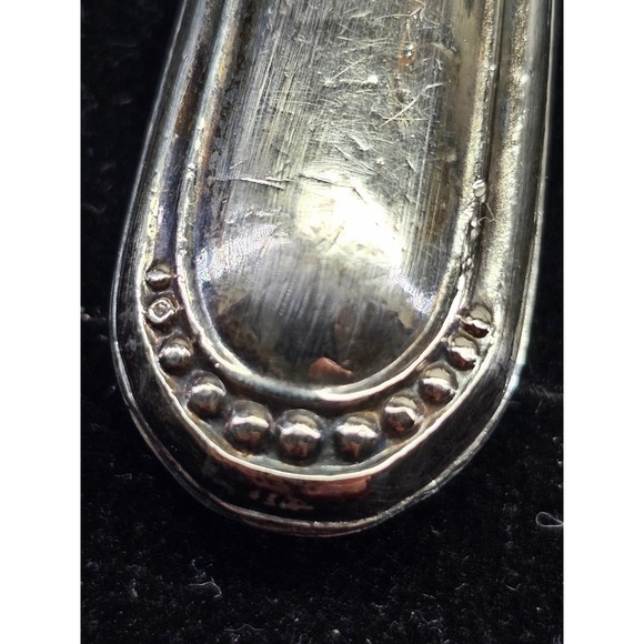 Antique 800 Silver Butter Knife Early 1900s Beaded Border Spreader 7.5in Good - Picture 4 of 7
